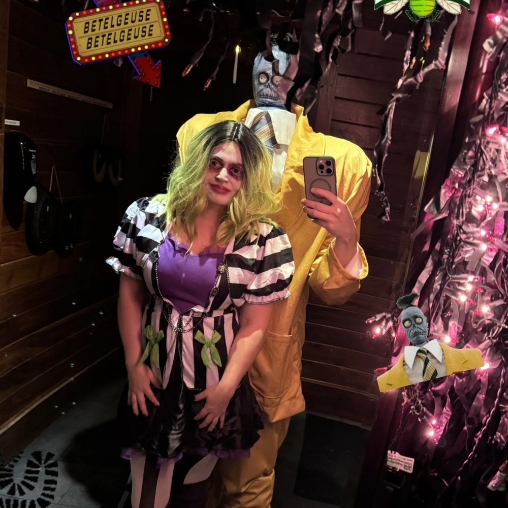 Striped Purple and Black Beetlejuice Women Costume